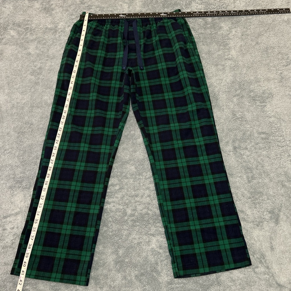 Haggar Men's Green and Navy Blue Plaid Flannel Pajama Pants Lounge Wear Size Lg - Picture 8 of 8